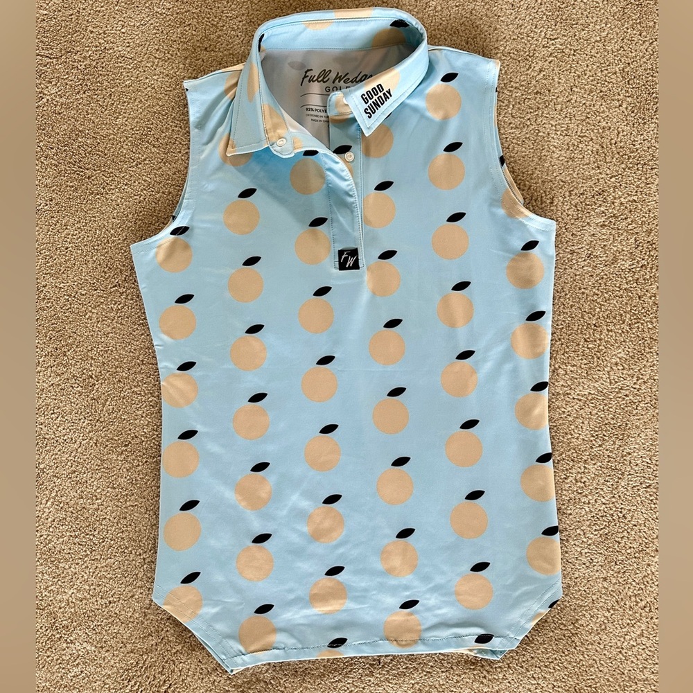 Full Wedge Sleeveless Polo - Blue and Tan